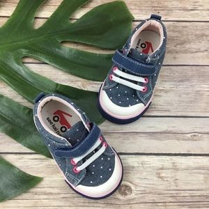 See Kai Run Girls Blue & Pink Polka Dot sneakers
